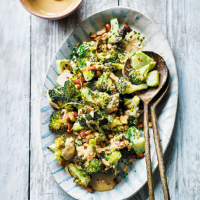 Elly Pear's roasted broccoli salad with miso dressing & smoked almonds